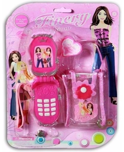 Speelgoed mobiel roze met tasje