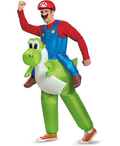 Opblaasbaar Nintendo® Mario op Yoshi kostuum voor volwassenen