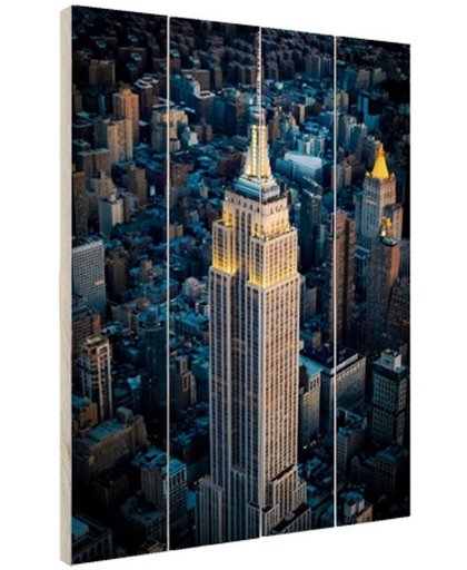 Empire State Building Manhattan NY Hout 120x160 cm - Foto print op Hout (Wanddecoratie)