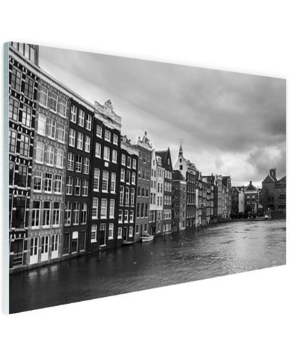 FotoCadeau.nl - Amsterdamse grachten zwart-wit  Glas 90x60 cm - Foto print op Glas (Plexiglas wanddecoratie)