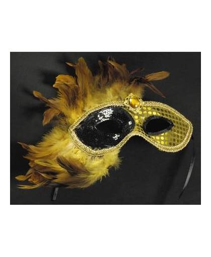 Gouden venetiaans masker met veren
