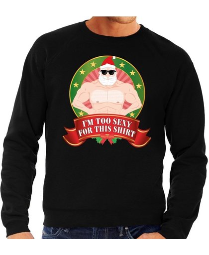 Foute kersttrui / sweater - zwart - blote Kerstman Im Too Sexy For This Shirt  heren XL (54)