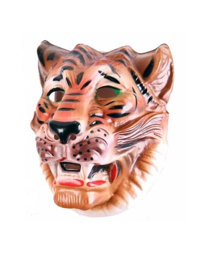 Plastic bruine tijger masker voor volwassenen