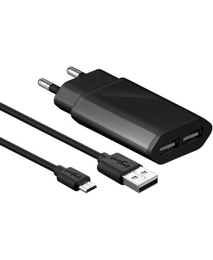 Goobay USB Micro lader met losse kabel - 2,4A / zwart - 1 meter