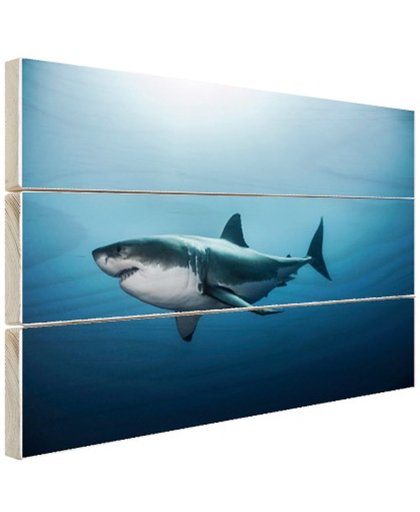 FotoCadeau.nl - Zijaanzicht grote witte haai Hout 30x20 cm - Foto print op Hout (Wanddecoratie)