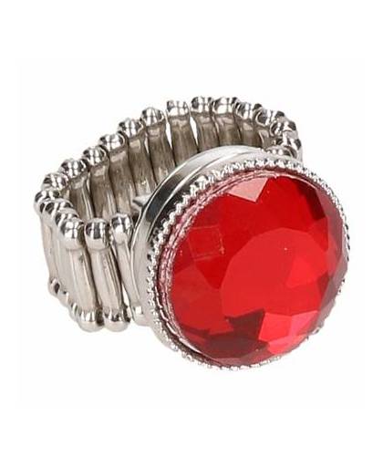 Zilveren prinsessen ring rode diamant volwassenen