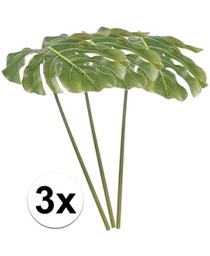 3 x Groene gatenplant bladen 80 cm - Kunstbloemen