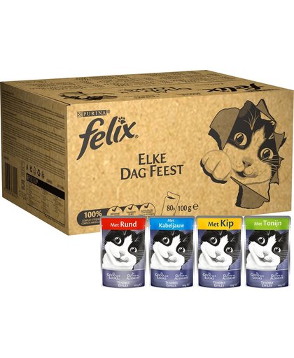 FELIX Elke Dag Feest - Kattenvoer - 80 x 100 g