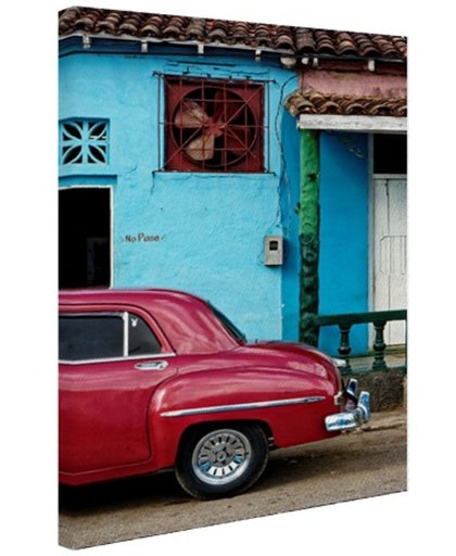 FotoCadeau.nl - Kleurrijk Cuba Canvas 40x60 cm - Foto print op Canvas schilderij (Wanddecoratie)