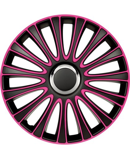 wieldoppen LeMans 13 inch ABS zwart/roze set van 4