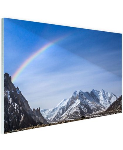 Regenboog over Karakoram  Glas 180x120 cm - Foto print op Glas (Plexiglas wanddecoratie)