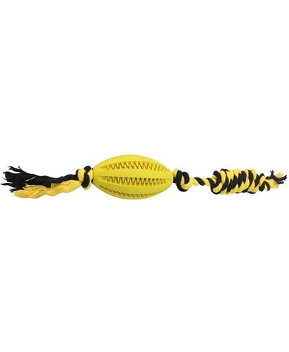 Rugby bal met touw in de kleur gele.