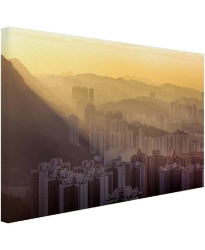 FotoCadeau.nl - Bergen Hong Kong Canvas 60x40 cm - Foto print op Canvas schilderij (Wanddecoratie)
