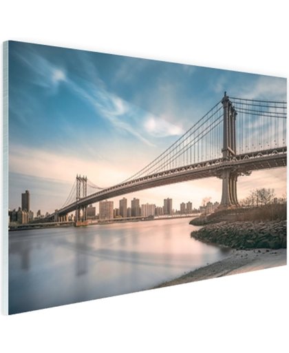FotoCadeau.nl - Manhattan brug over de East River Glas 60x40 cm - Foto print op Glas (Plexiglas wanddecoratie)