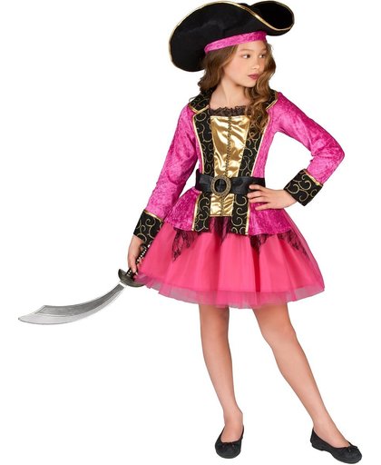 Roze en goudkleurig piraten kostuum voor meisjes - Verkleedkleding