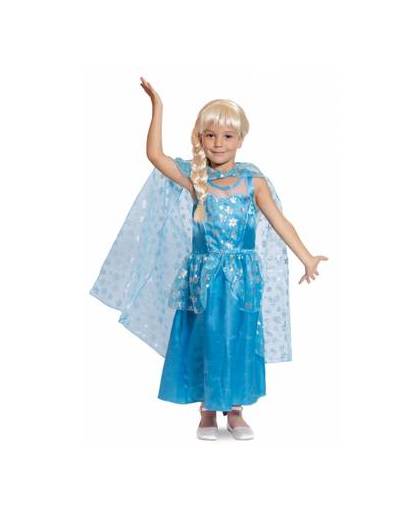 Blauwe prinsessenjurk met cape voor meisjes 6-8 jaar