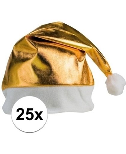 25x stuks gouden glimmende kerstmutsen