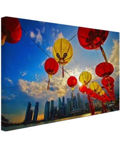 FotoCadeau.nl - Lampionnen in Singapore Marina Bay Canvas 60x40 cm - Foto print op Canvas schilderij (Wanddecoratie)