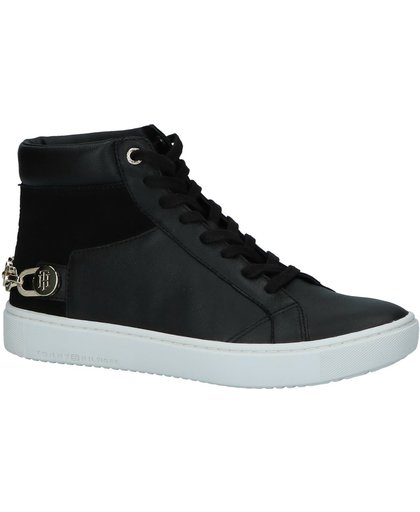 Tommy Hilfiger - Tommy Chain Mid Flag Sneaker - Sneaker hoog gekleed - Dames - Maat 38 - Zwart;Zwarte - 990 -Black Suede