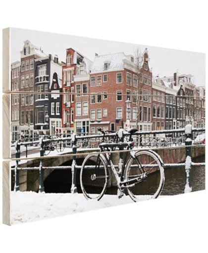 FotoCadeau.nl - Amsterdam bedekt met sneeuw Hout 80x60 cm - Foto print op Hout (Wanddecoratie)