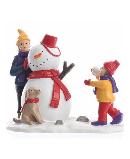 Kerstdorp maken figuurtjes sneeuwpop bouwen 9,5 cm