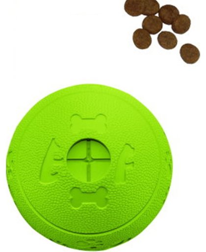 Een bal waar onder het spelen een beloning uit komt in de kleur groen.