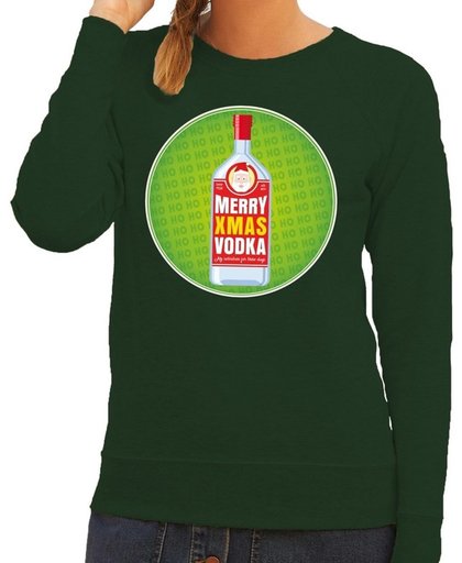 Foute kersttrui / sweater Merry Chrismas Vodka groen voor dames - Kersttrui voor wodka liefhebber XL (42)