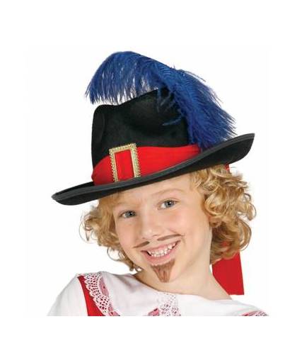 Musketiers hoed met veer kinderen