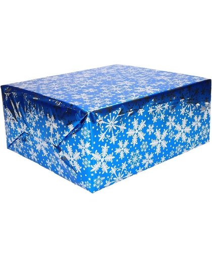 3 rollen Kerst inpakpapier zilver/blauw 150x 70cm-  cadeaupapier