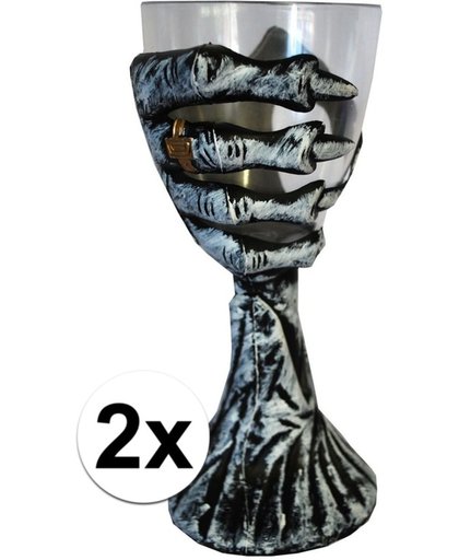 Halloween - 2x Skelet hand Halloween drinkbekers 20 cm