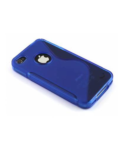 Blauw s-line flexibel tpu hoesje voor iphone 4(s)
