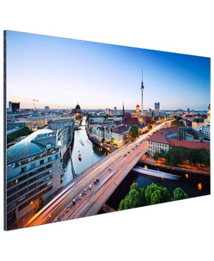 Berlijn stadslandschap met tv-toren Aluminium 180x120 cm - Foto print op Aluminium (metaal wanddecoratie)