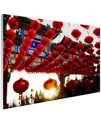 FotoCadeau.nl - Lampionnen in Peking China Glas 90x60 cm - Foto print op Glas (Plexiglas wanddecoratie)