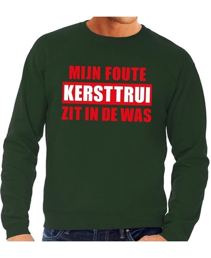 Foute kersttrui / sweater - groen - Mijn Foute Kersttrui Zit In De Was voor heren S (48)