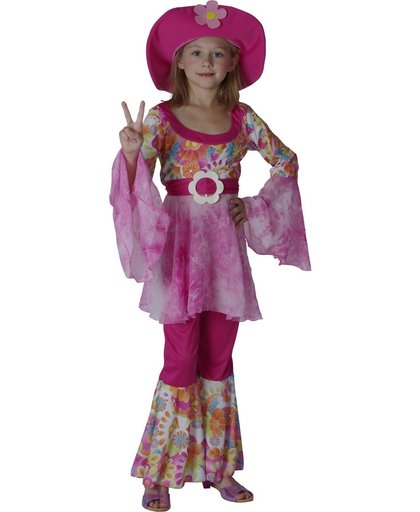 Roze hippie kostuum voor meisjes
