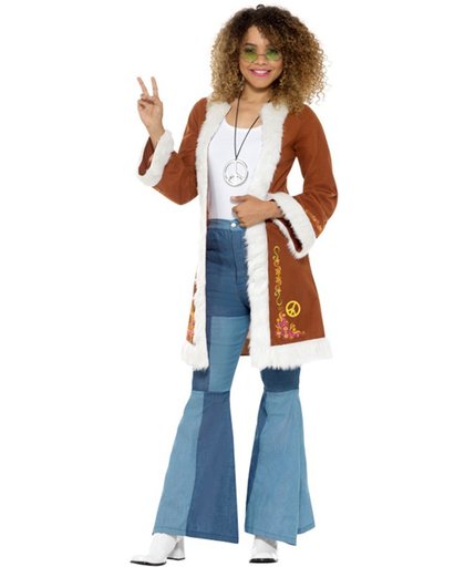 Bruine hippie jas voor dames - Verkleedkleding