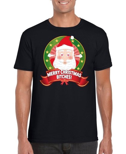 Foute Kerst t-shirt merry christmas bitches voor heren - Kerst shirts L