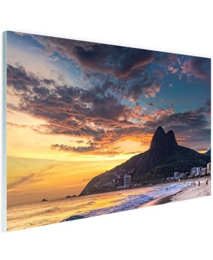Avondlucht  Rio de Janeiro Glas 180x120 cm - Foto print op Glas (Plexiglas wanddecoratie)