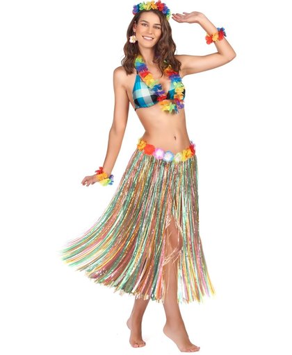 Lange kleurige hawaii rok voor dames - Verkleedkleding