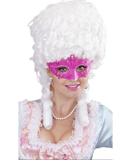 Roze Venetiaans strass masker voor volwassenen - Verkleedmasker
