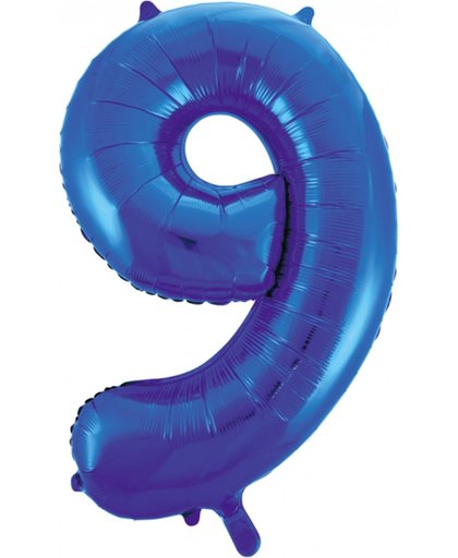 Cijferballon blauw 86 cm nummer 9 professionele kwaliteit