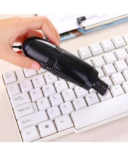 Premium Zwarte USB Mini Stofzuiger met Opzetborstel en USB Kabel - 15x5cm - Zwart | Ideaal voor het Schoonmaken van Uw Toetsenbord | Stofkam | Borstel