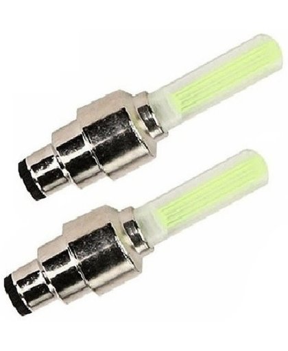 2x Fietslicht  ventiel kleur geel deluxe - wiel LED incl batterijen - ventielverlichting / ventiellampjes