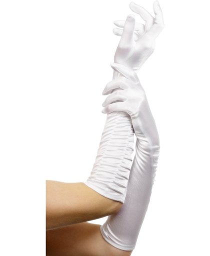Witte lange glanzende handschoenen