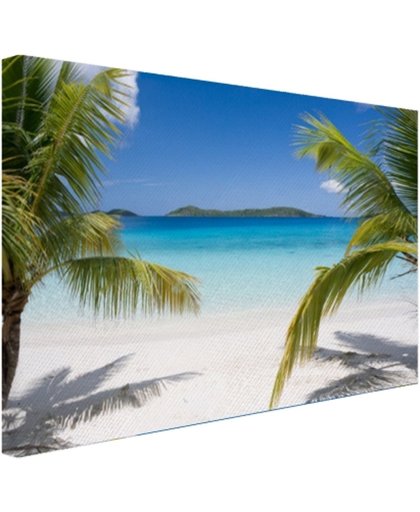 FotoCadeau.nl - Tropische palmen op het strand Canvas 80x60 cm - Foto print op Canvas schilderij (Wanddecoratie)