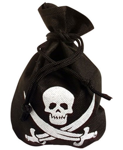 Zwarte piratenzak met doodskop - Verkleedattribuut