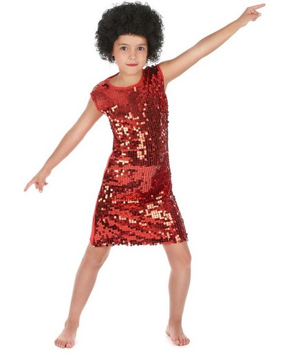 Rode disco jurk voor meisjes - Verkleedkleding