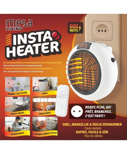Insta Heater - ventilator verwarming - straalkachel 2018 award - mini kachel - electrische heater 600W - draaibaar - timerfunctie
