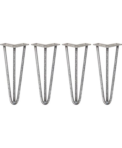 4 x 30.5cm Hairpin retro pootjes tafelpoten pinpoten - 3 Ledig - 12mm - Raw Steel