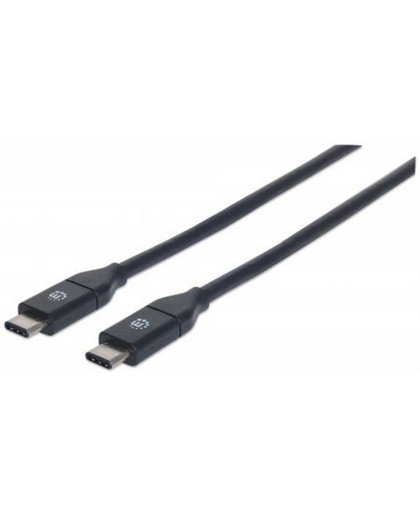 Manhattan USB 3.1 C, 1 m USB-kabel USB C Mannelijk Zwart